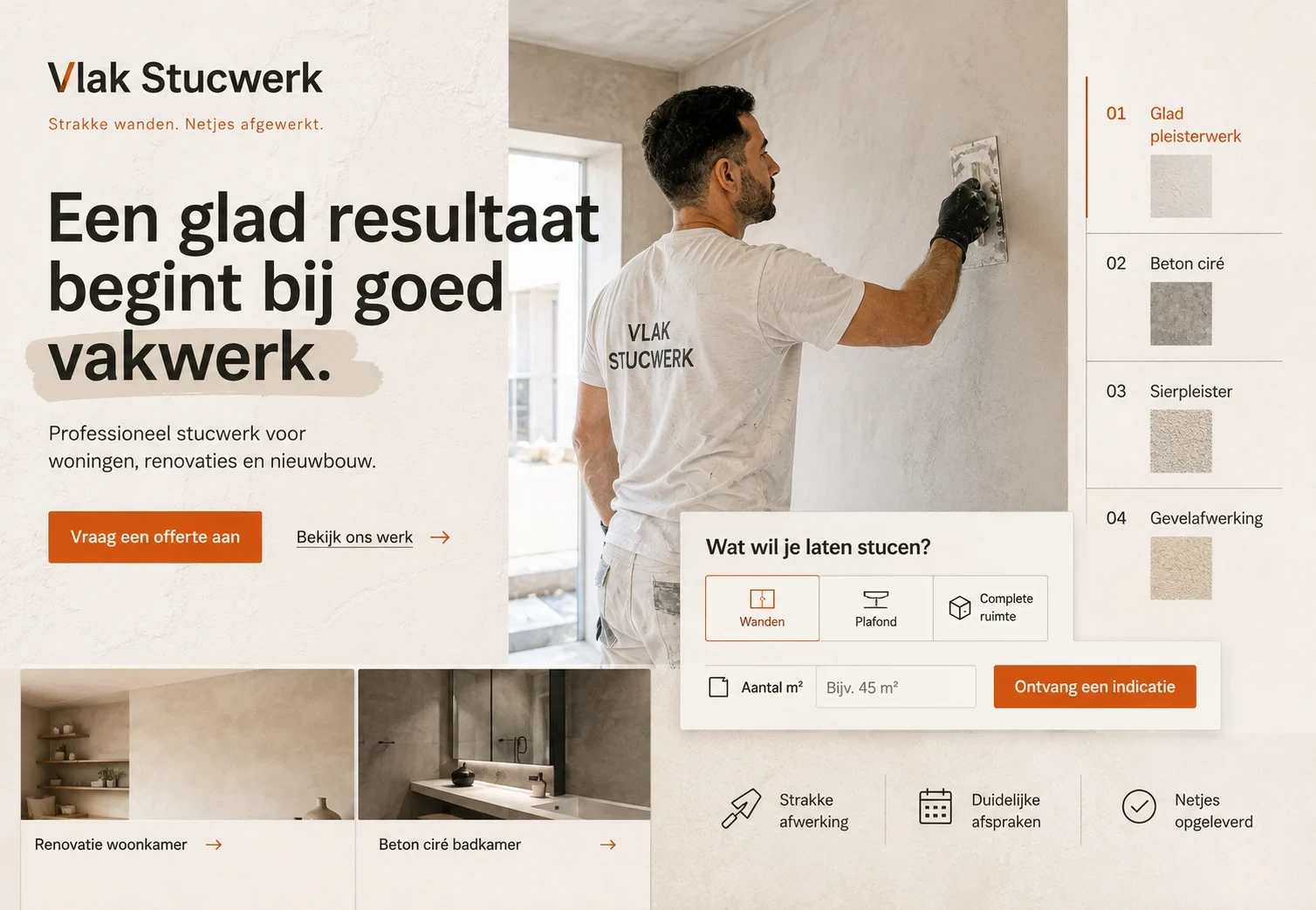 Website-ontwerp voor Vlak Stucwerk